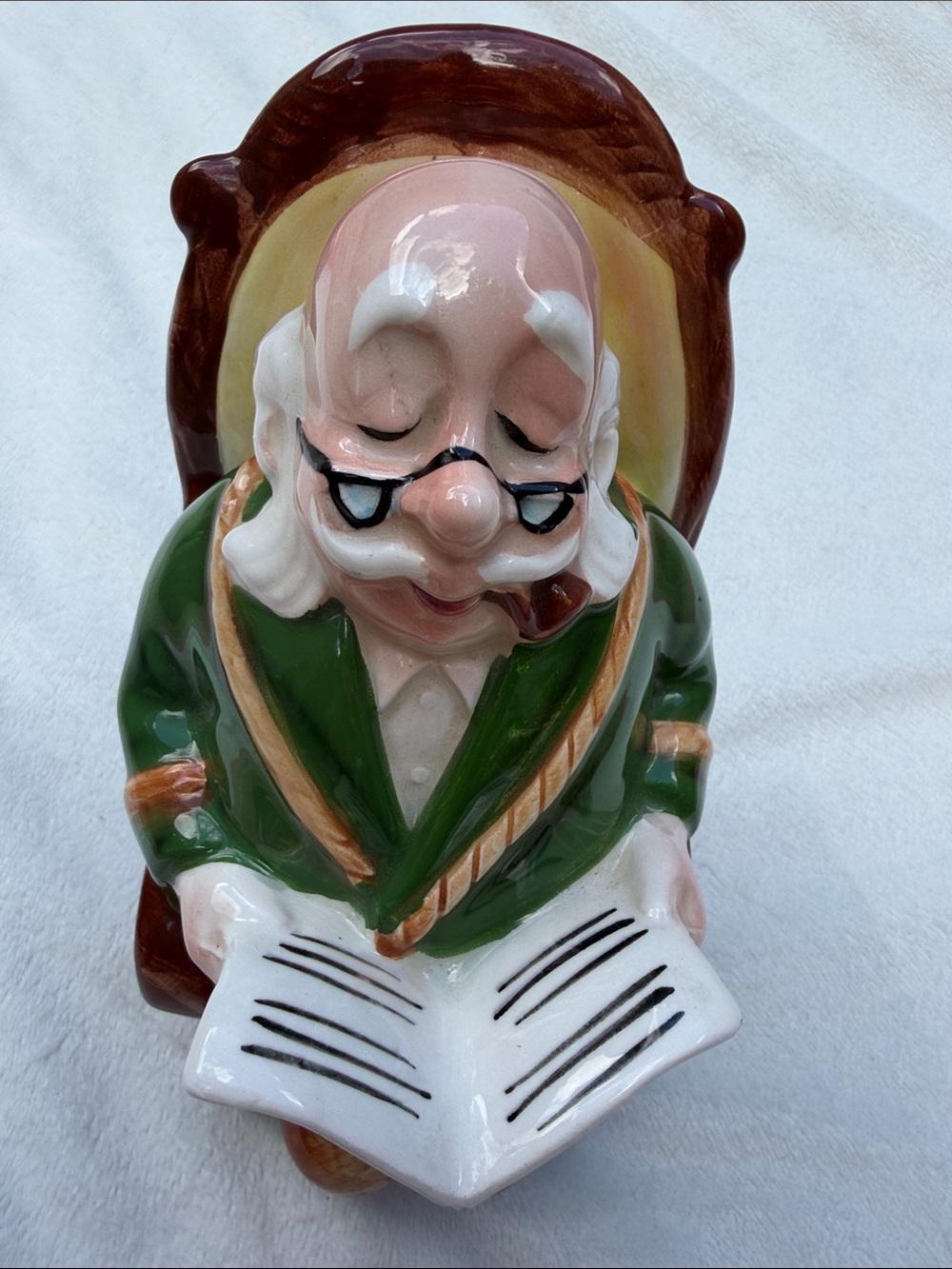 Ceramic Retirement Fund Japan Gentleman Figurine in Green Jacket